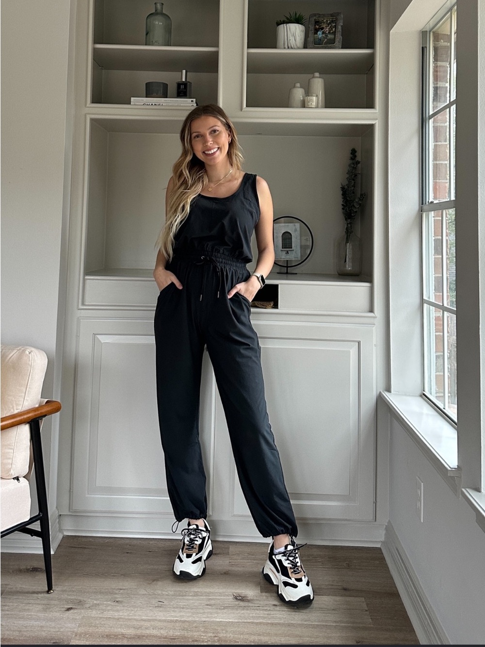 Abercrombie & Fitch Black Sleeveless Traveler Drawstring Jumpsuit